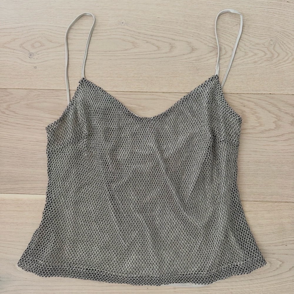 vintage y2k shimmery mesh lined tank